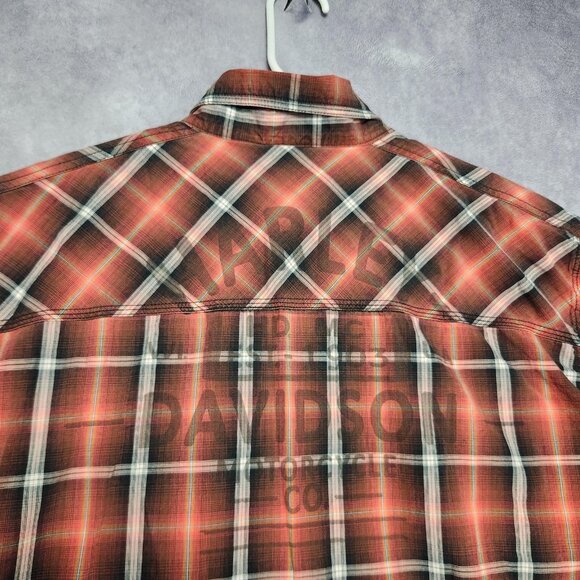 Harley-Davidson Shirt Mens XL Plaid Short Sleeve Button Up Motorcycle Western - Picture 7 of 14